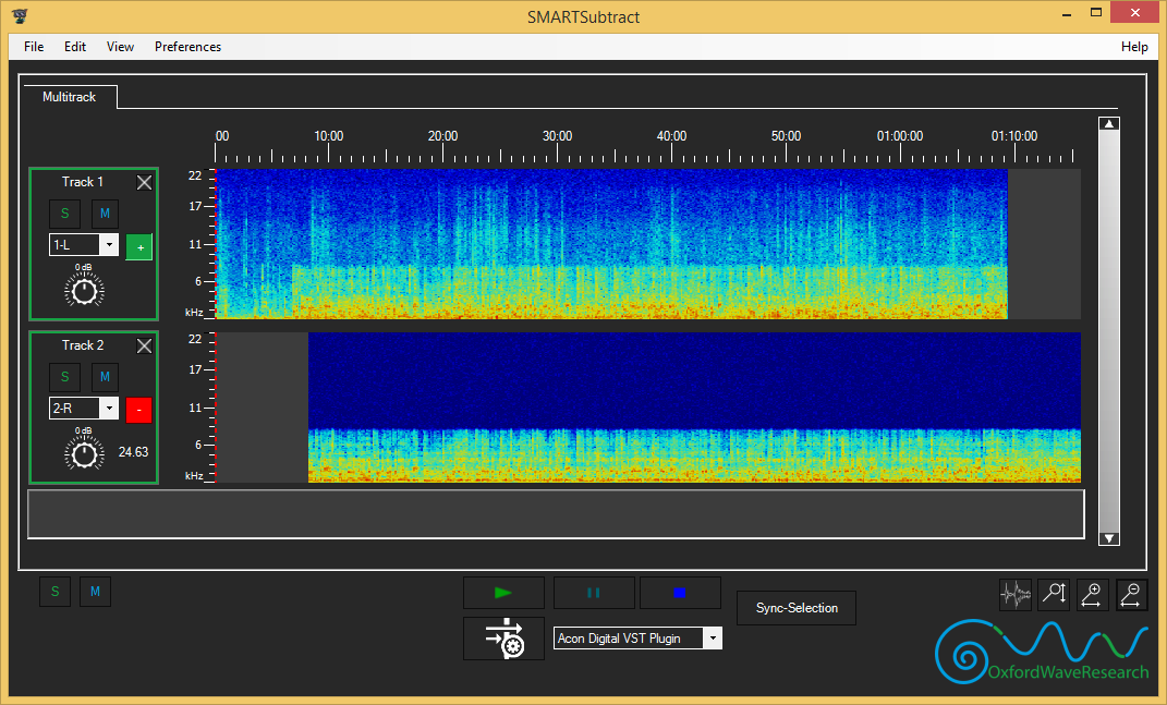 Two tracks automatically synchronised audio in SMARTSubtract
